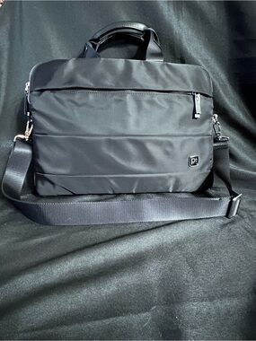 Platinum Brand Black & Red Nylon Laptop Briefcase Bag with Detachable Strap
